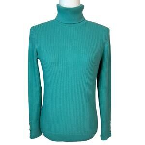Talbots Women's Green Turtle Neck Sweater Cotton/Rayon/Nylon/Spandex Size  XS